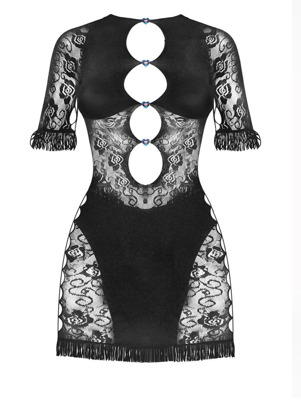 POSTER GIRL Black Lace Mini Dress with Cutouts